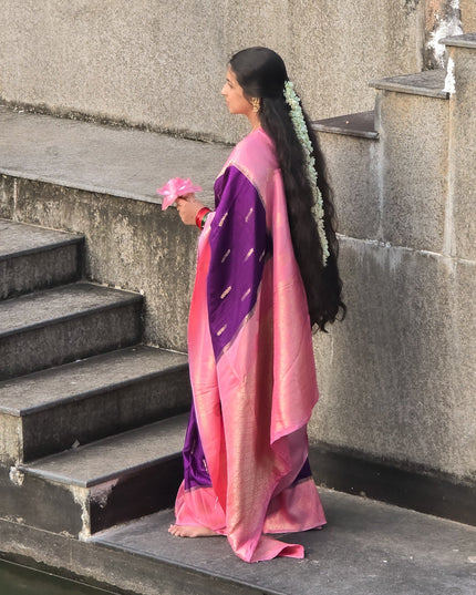 Purple Semi Mysore Silk Saree Gouri107