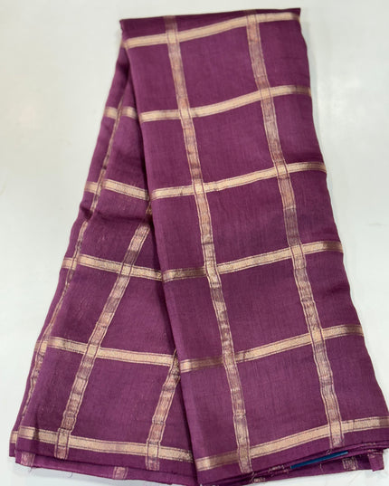 Lite wine soft tussar crepe checks  saree ST104
