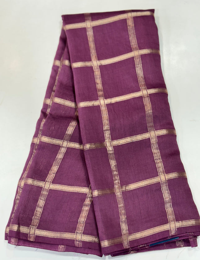 Lite wine soft tussar crepe checks  saree ST104