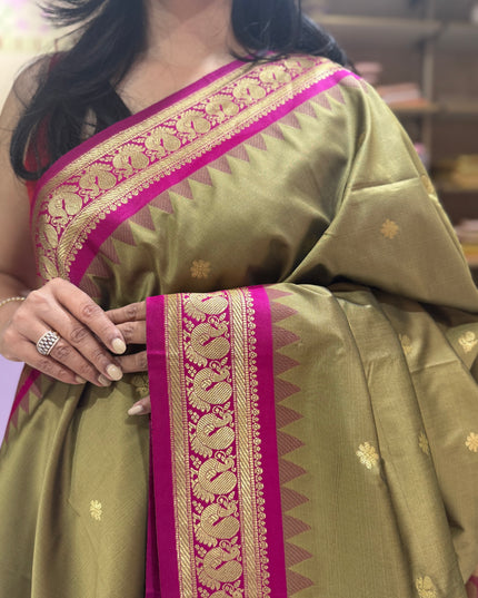 Golden brown kanchi soft-12 silk saree