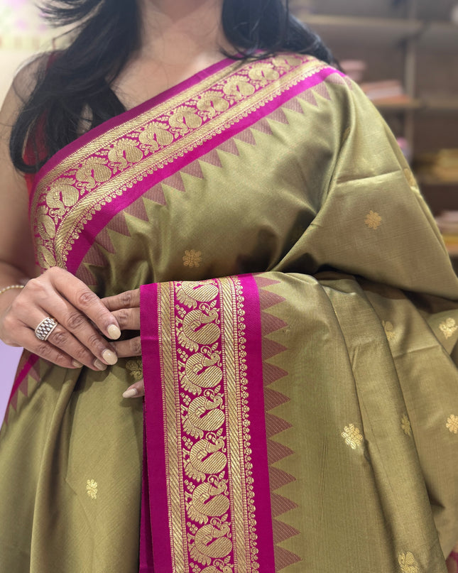 Golden brown kanchi soft-12 silk saree
