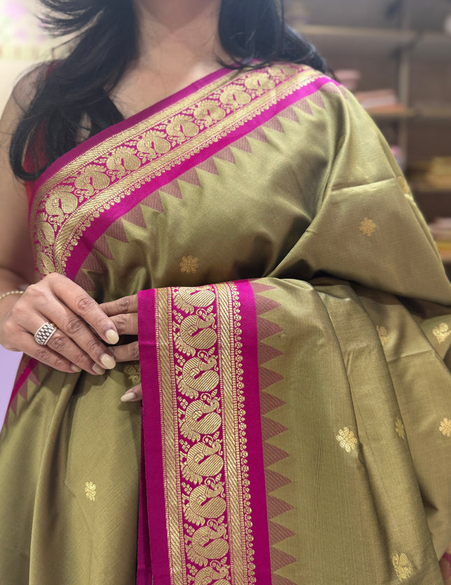 Golden brown kanchi soft-12 silk saree
