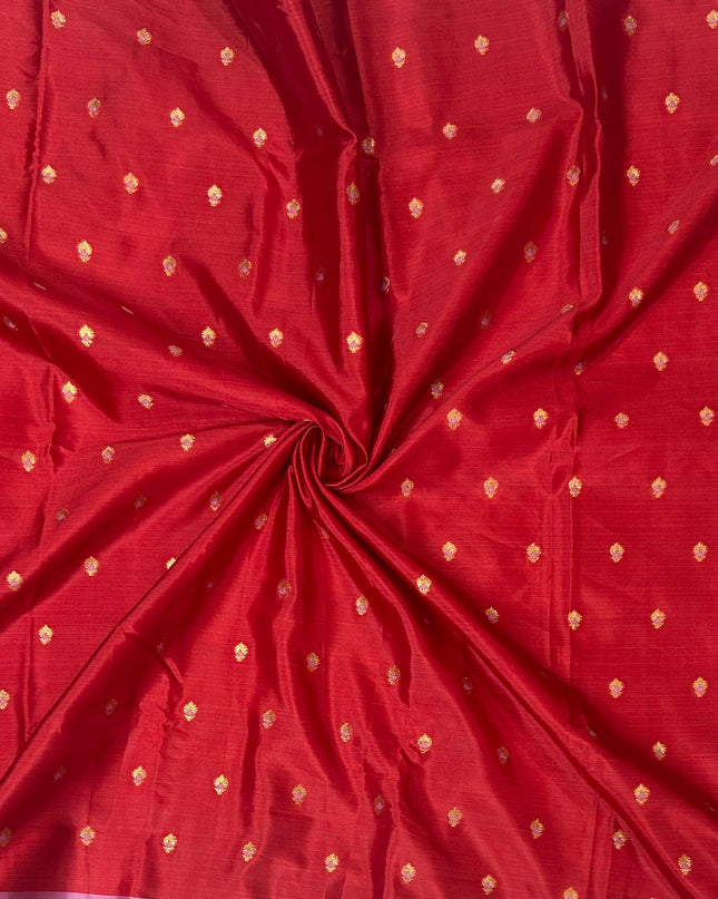 Red n light pink small semi Kanchi-12 saree