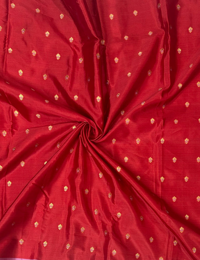 Red n light pink small semi Kanchi-12 saree