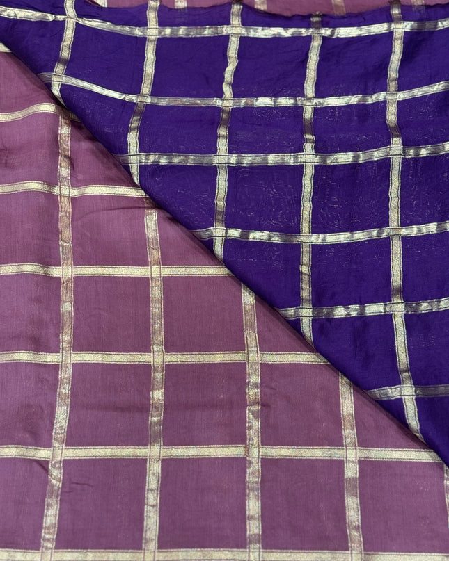 Lite wine soft tussar crepe checks  saree ST104