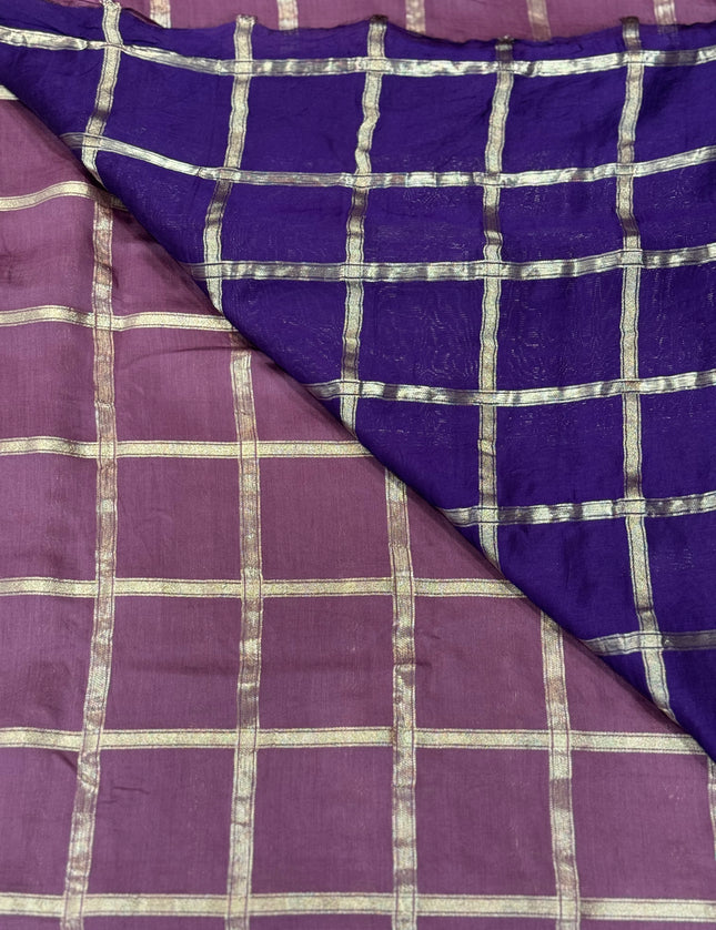 Lite wine soft tussar crepe checks  saree ST104