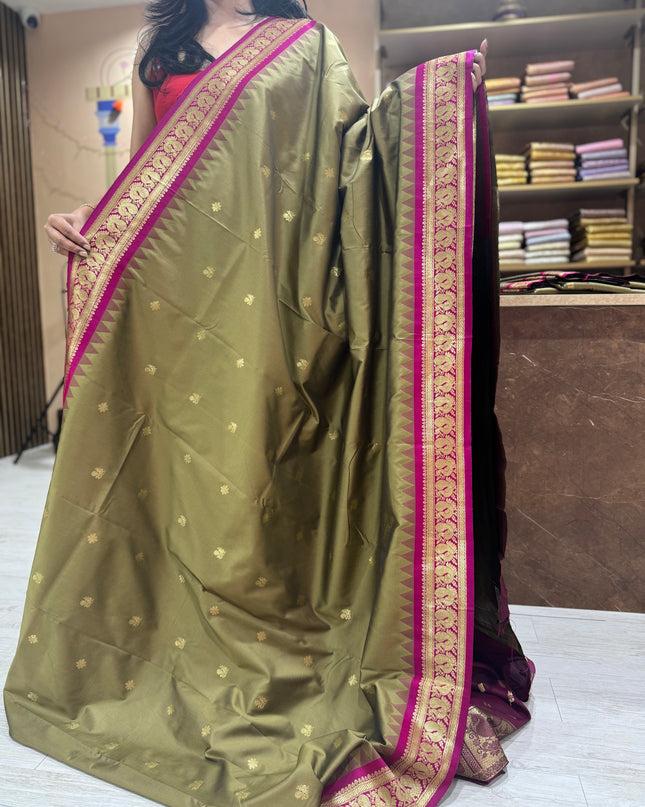 Golden brown kanchi soft-12 silk saree