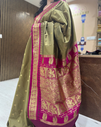 Golden brown kanchi soft-12 silk saree