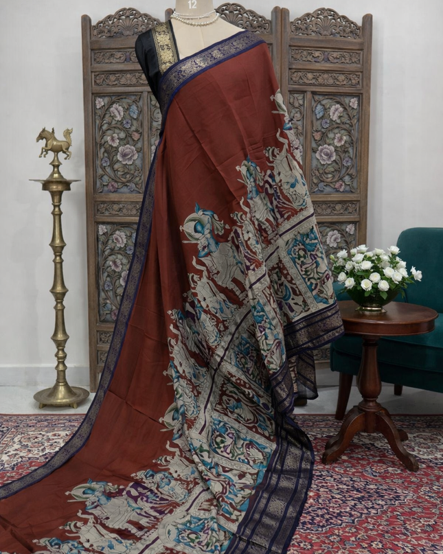 Rust Brown Nritya Kalamkari 101 Saree