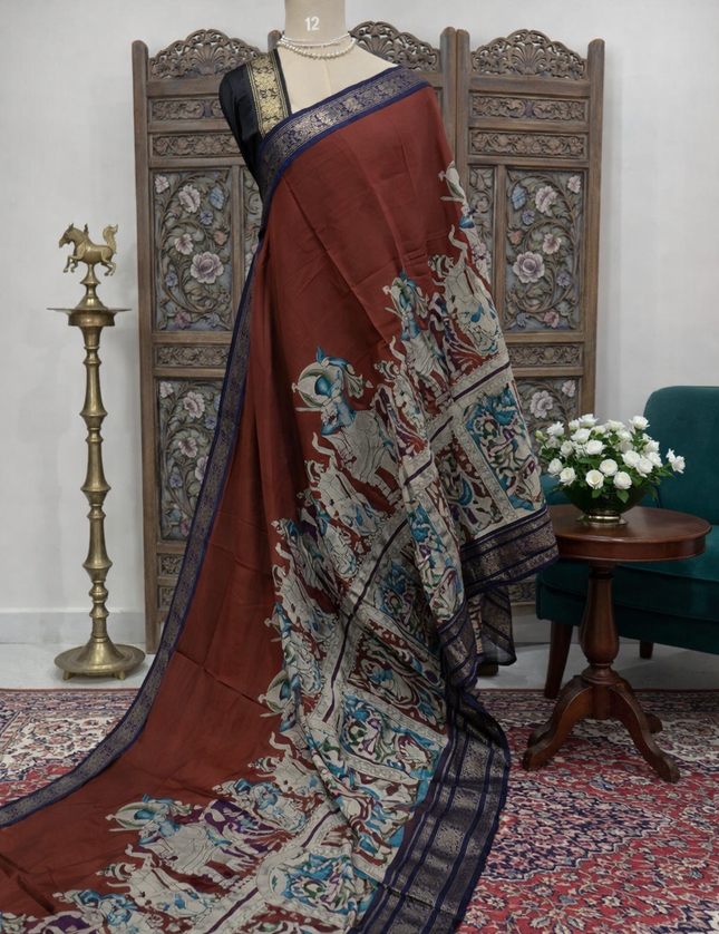 Rust Brown Nritya Kalamkari 101 Saree