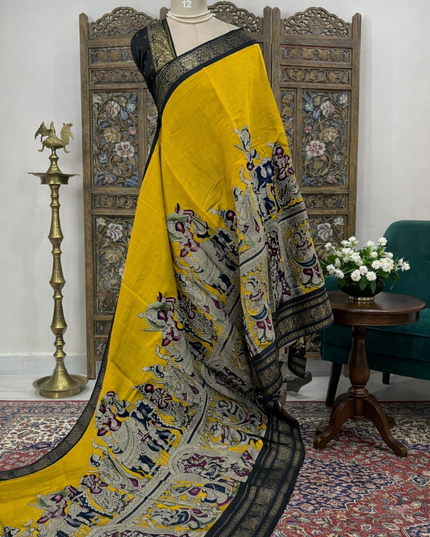 Yellow Nritya Kalamkari 101 Saree