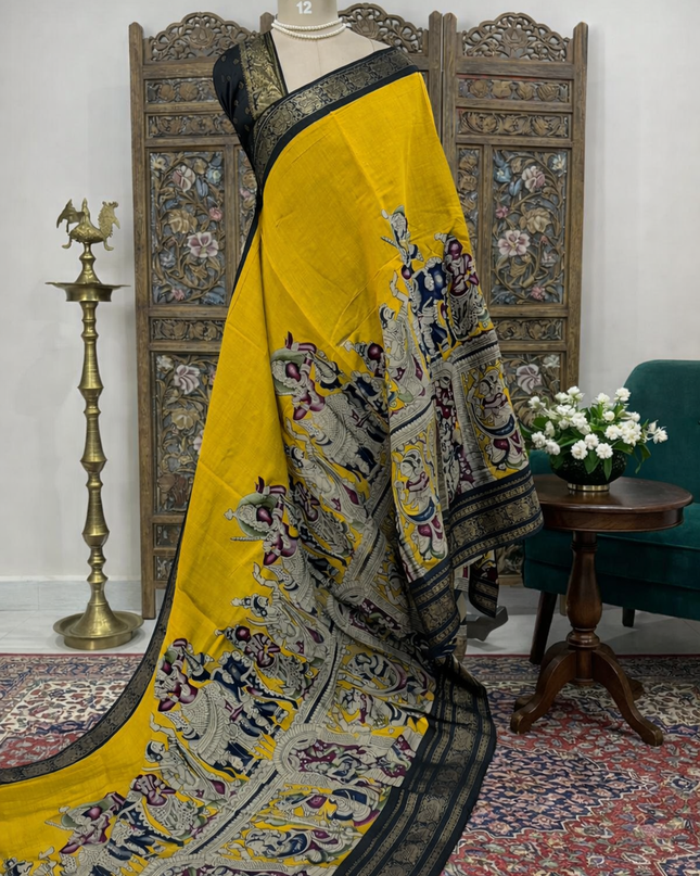 Yellow Nritya Kalamkari 101 Saree