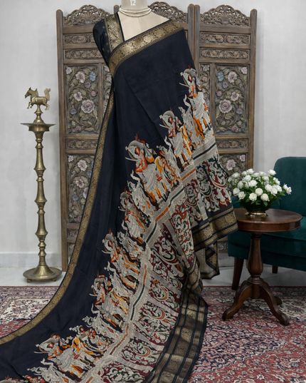 Black Nritya Kalamkari 101 Saree