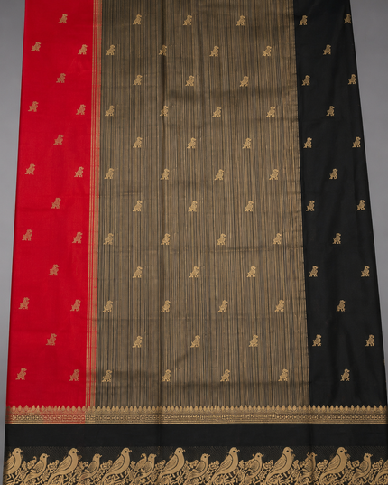 Rashmika Mandanna Red n Black Semi Silk Saree RM107