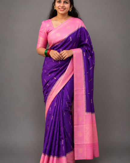 Purple Semi Mysore Silk Saree Gouri107