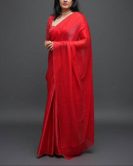 “Pearl” Red party wear saree