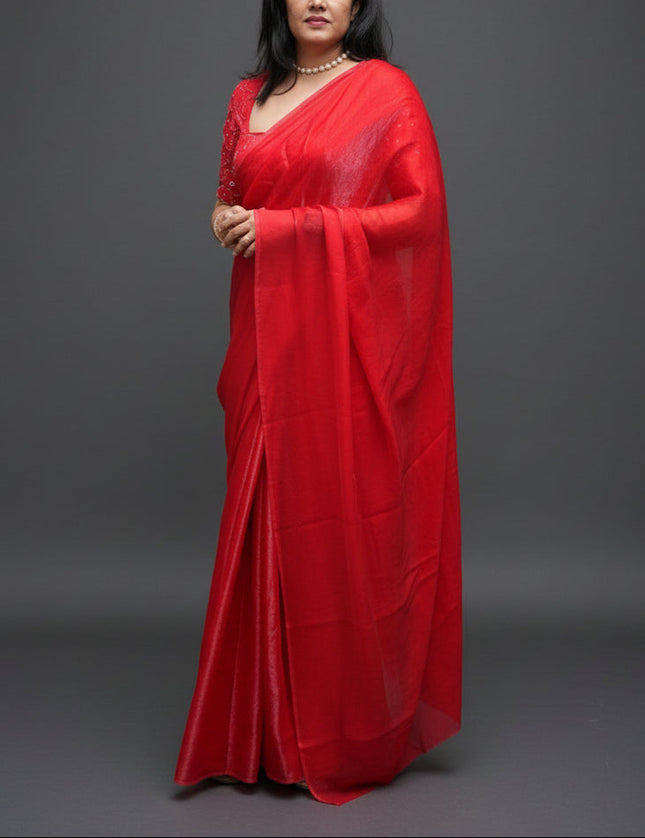 “Pearl” Red party wear saree