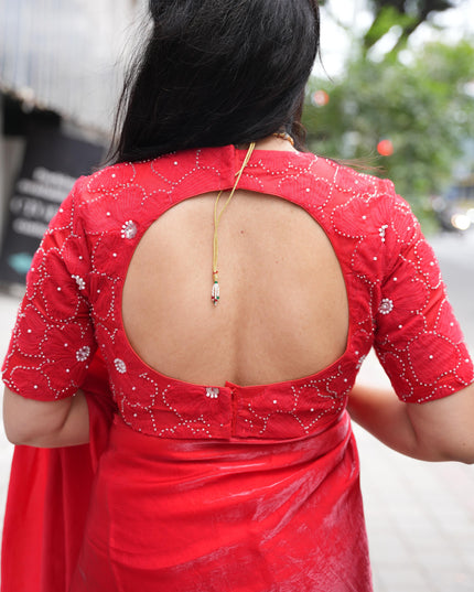 “Pearl” Red party wear saree