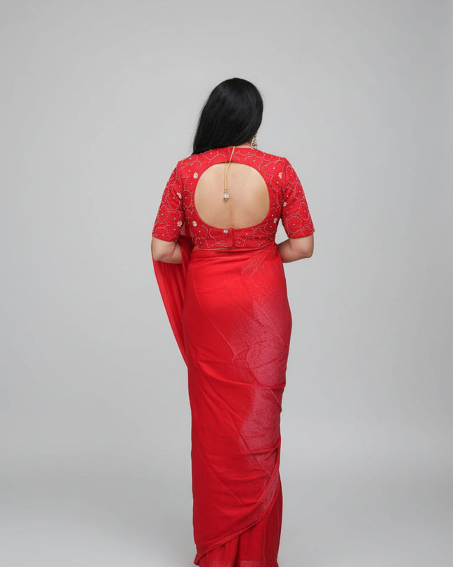 “Pearl” Red party wear saree