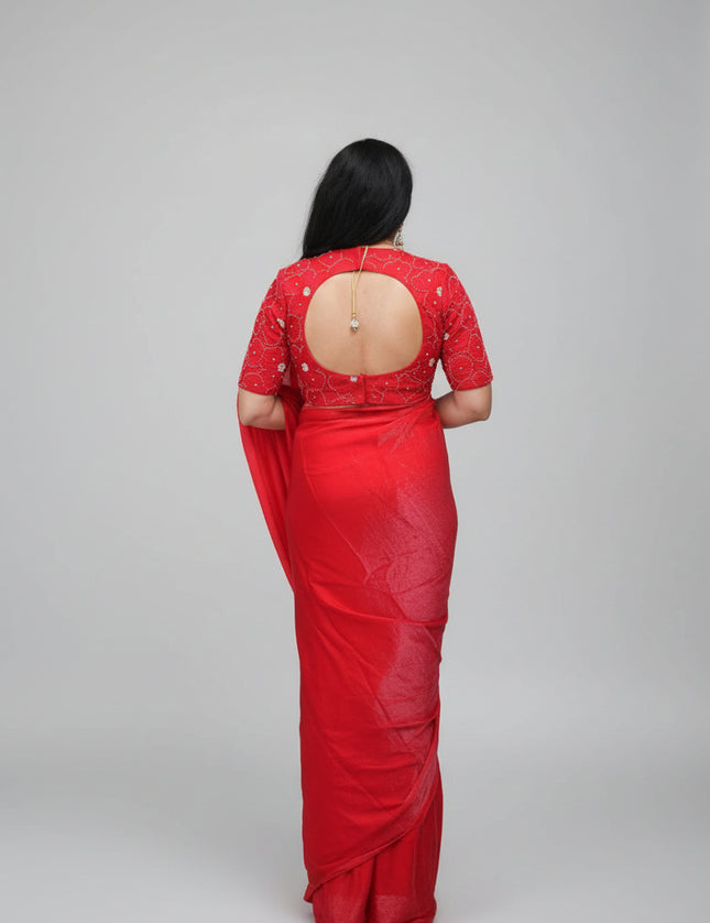 “Pearl” Red party wear saree