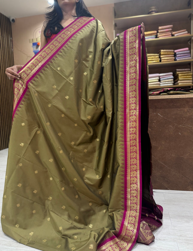 Golden brown kanchi soft-12 silk saree