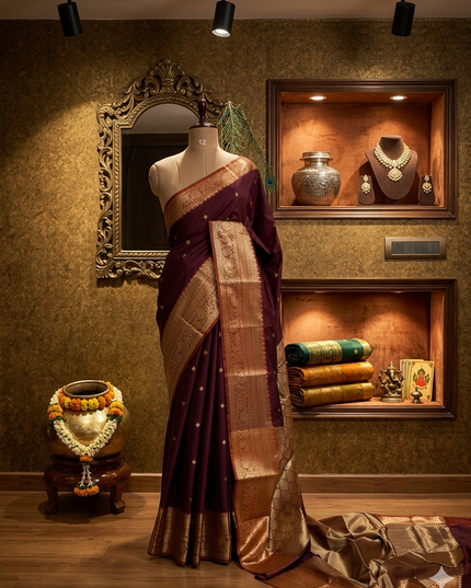 Brown small border kanchi 104 silk saree