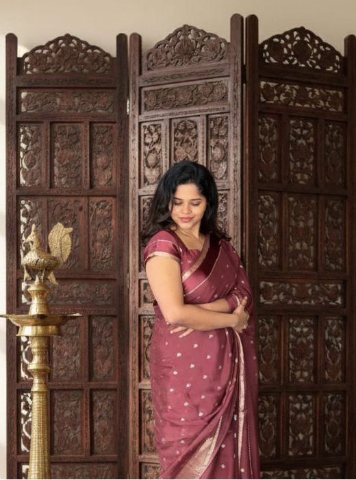 Brown Chinnon Saree
