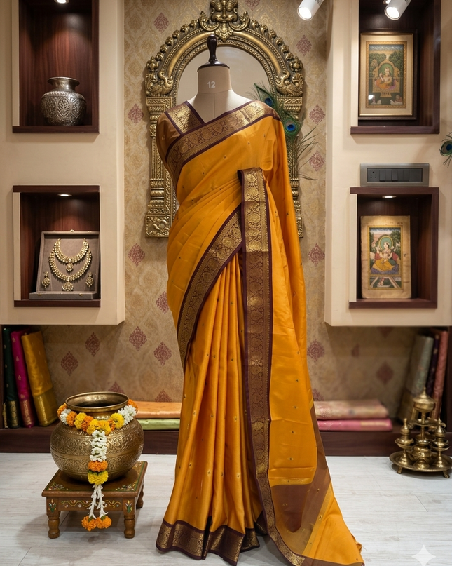 Yellow small border kanchi 104 silk saree