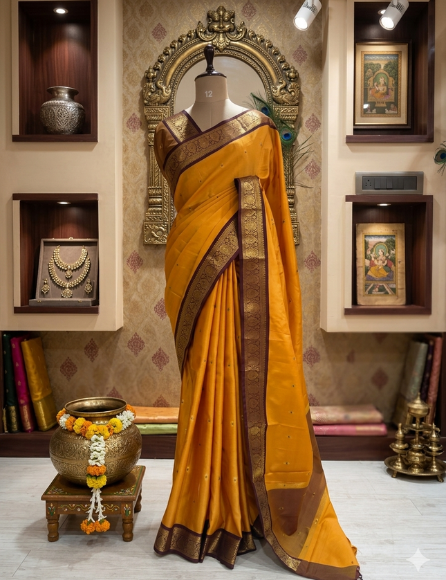 Yellow small border kanchi 104 silk saree