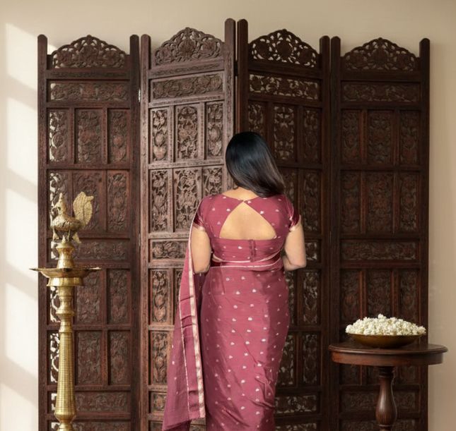 Brown Chinnon Saree