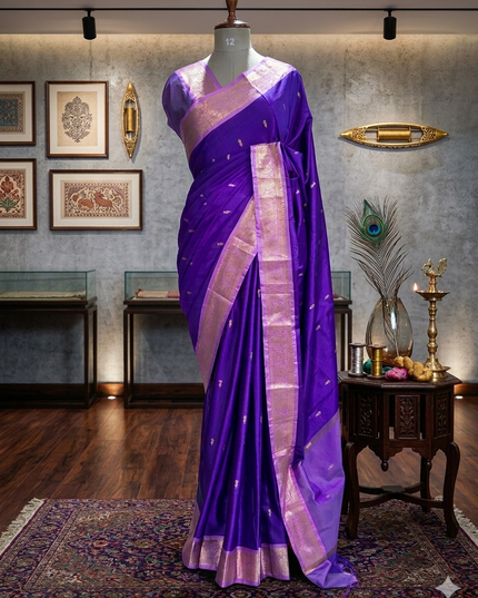 Purple small border kanchi 104 silk saree
