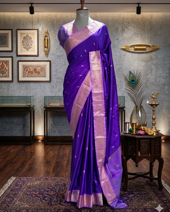 Purple small border kanchi 104 silk saree
