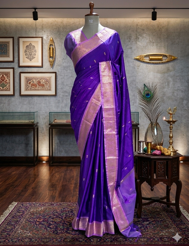 Purple small border kanchi 104 silk saree