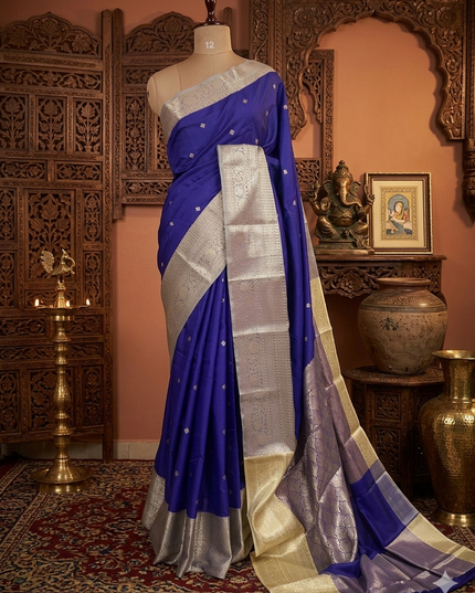 Blue small butta kanchi 104 silk saree