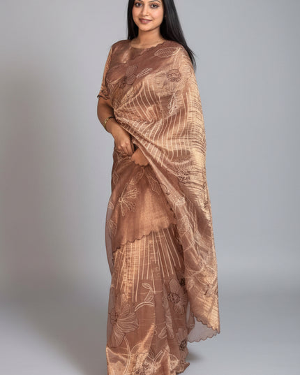 Copper Gold Tissue 108 Saree
