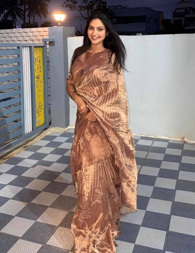 Copper Gold Tissue 108 Saree
