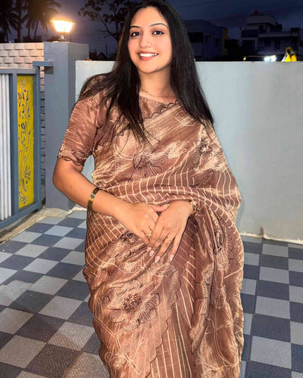 Copper Gold Tissue 108 Saree