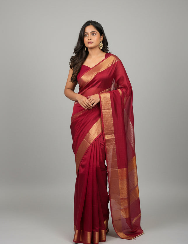 Rose Red Organza Tissue Party Wear 107 Saree (Madhu)