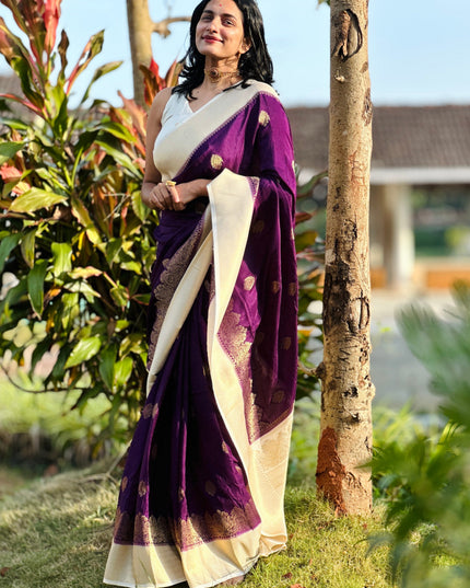 Purple Semi Mysore Silk Saree ShruthiRaghavan109