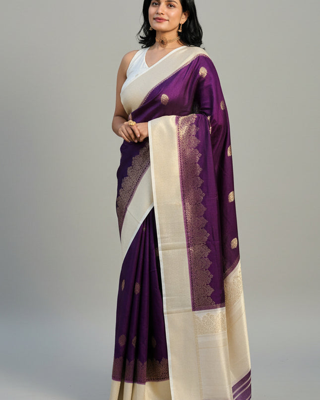 Purple Semi Mysore Silk Saree ShruthiRaghavan109