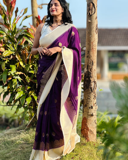 Purple Semi Mysore Silk Saree ShruthiRaghavan109