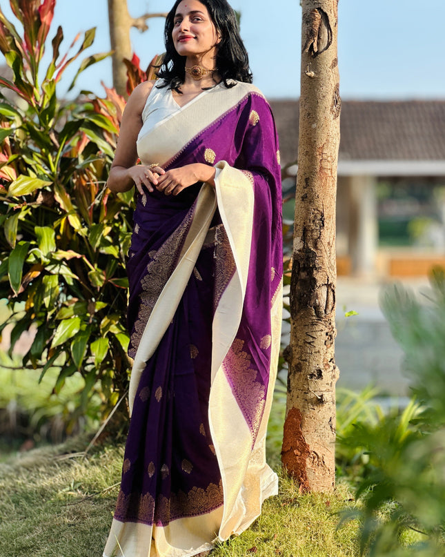 Purple Semi Mysore Silk Saree ShruthiRaghavan109