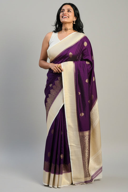Purple Semi Mysore Silk Saree ShruthiRaghavan109