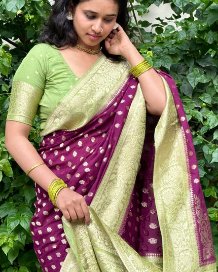 Wine n green semi georgette 107 saree (chandana)