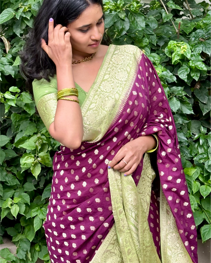 Wine n green semi georgette 107 saree (chandana)