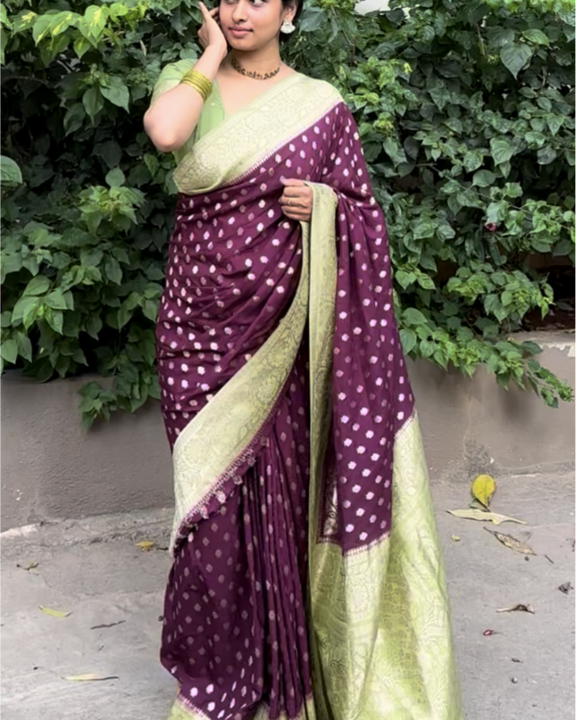 Wine n green semi georgette 107 saree (chandana)