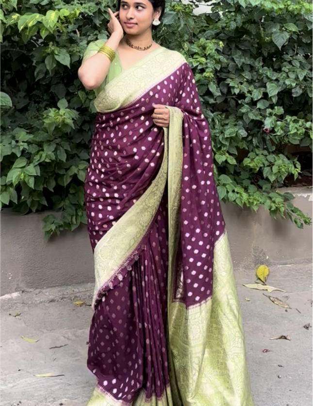 Wine n green semi georgette 107 saree (chandana)