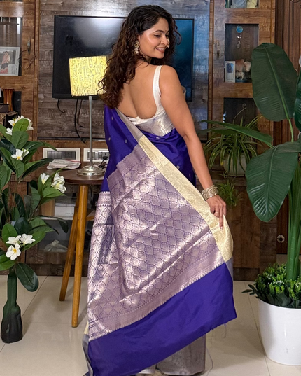 Blue small butta kanchi 108 silk saree (Ashu)