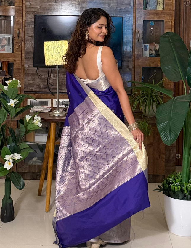 Blue small butta kanchi 108 silk saree (Ashu)