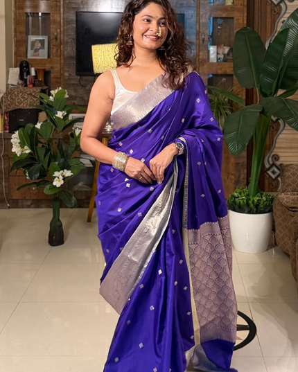 Blue small butta kanchi 108 silk saree (Ashu)